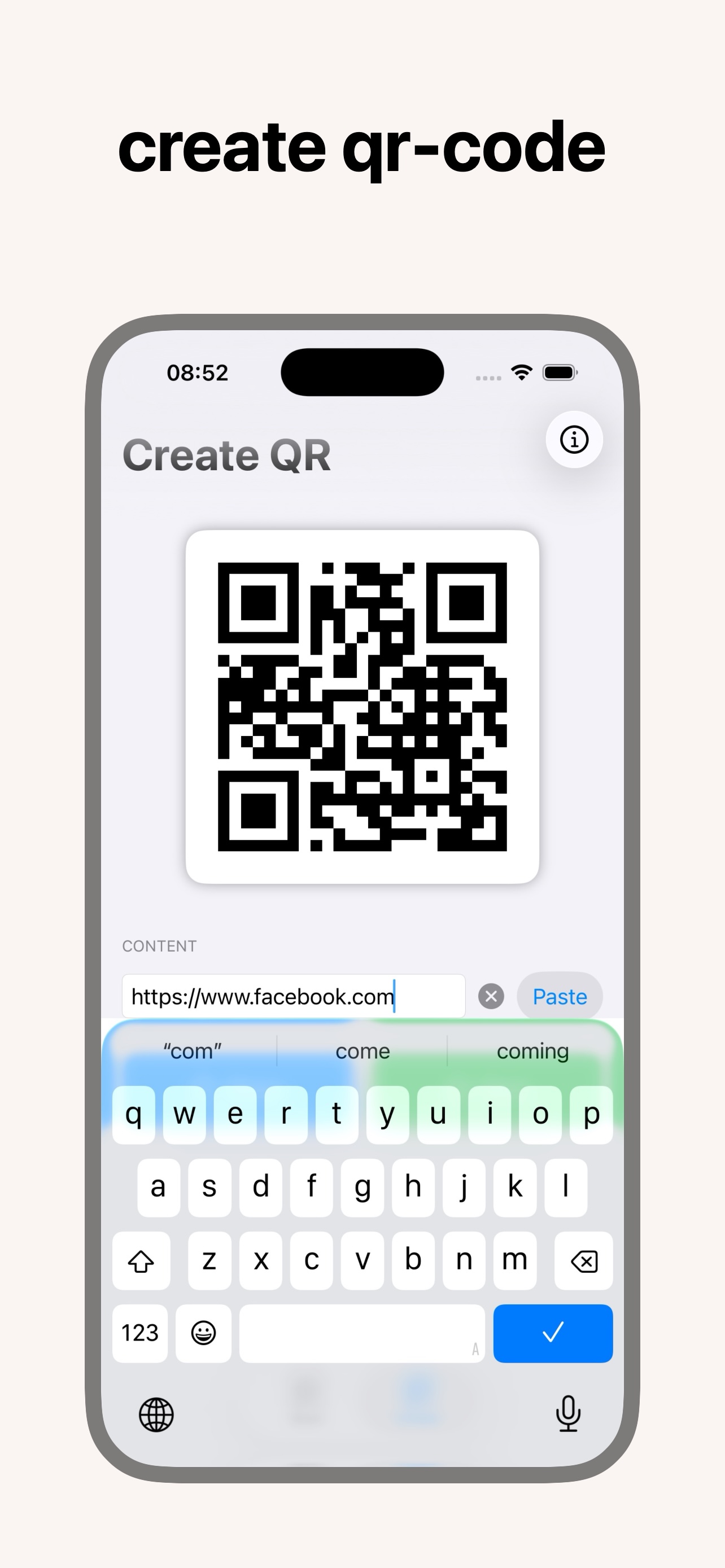 QR Code Creation Screen 1