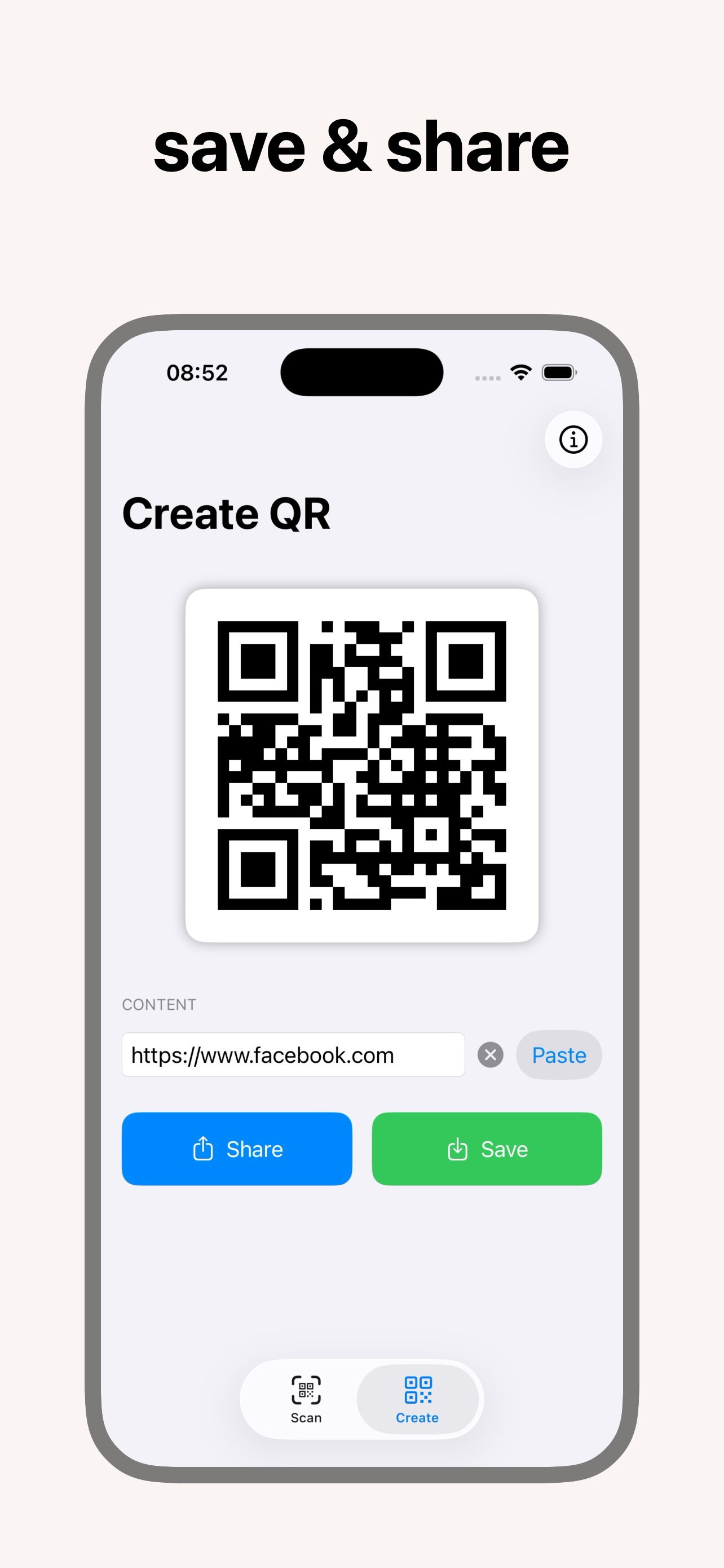 QR Code Creation Screen 2
